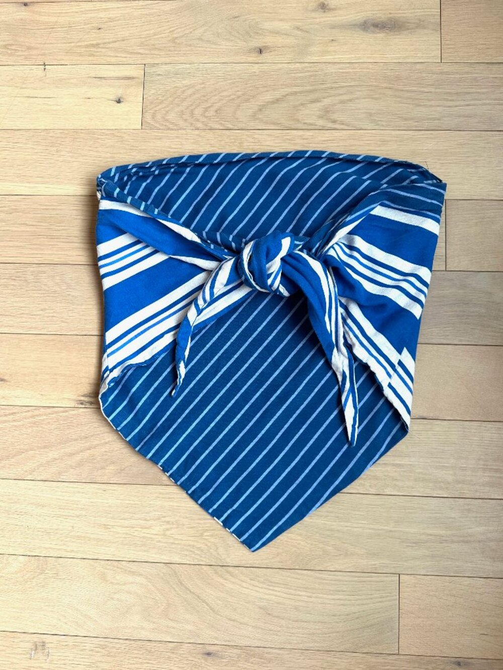 Zara Blue and White Striped Square Scarf